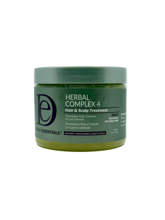 Design Essentials Herbal Complex 4 hair and scalp treatment jar on a white background