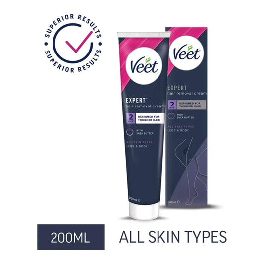 Veet hair removal cream tube and packaging on a white background