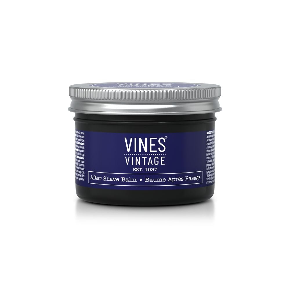 Vines Vintage after shave balm jar on a white background