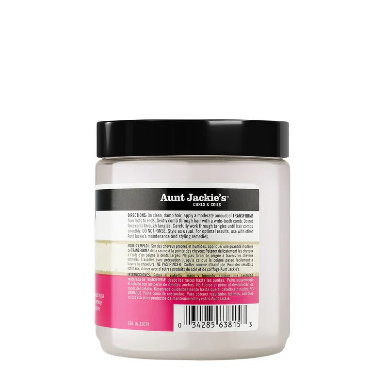Jar of Aunt Jackie's product with a black lid on a white background
