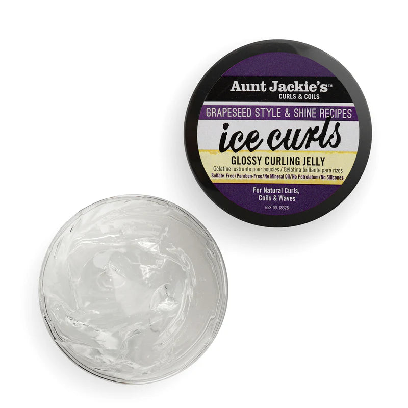 Aunt Jackie's Ice Curls product with a jelly ball on a white background