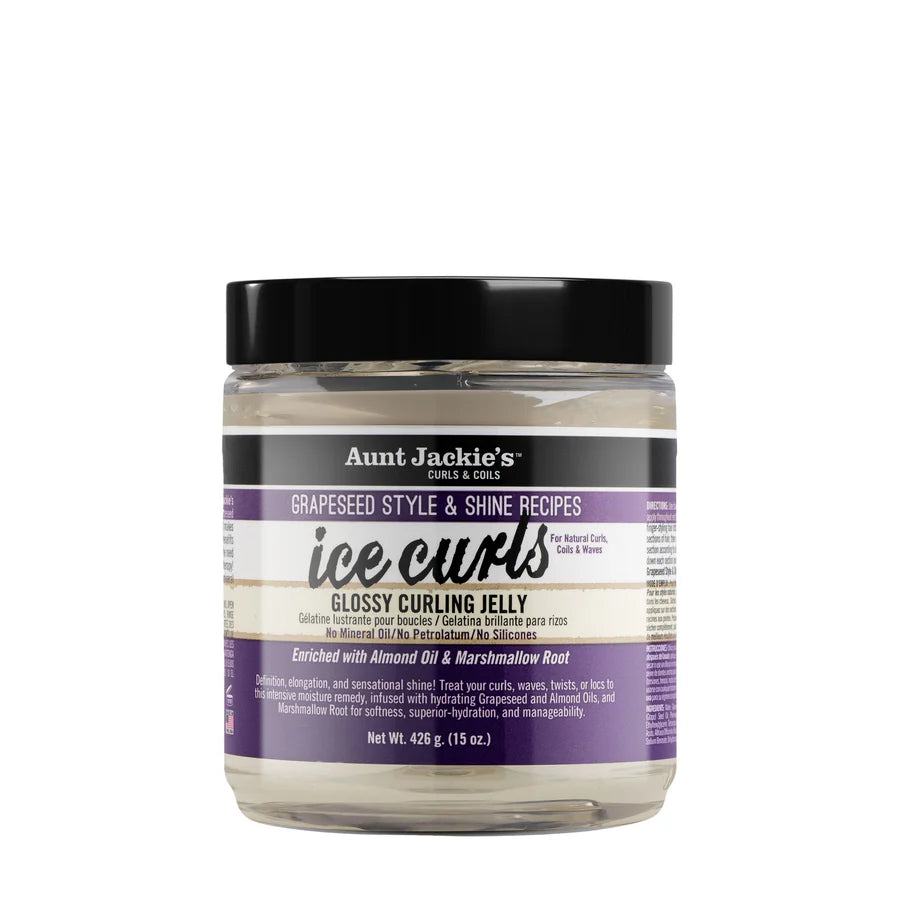 Jar of Aunt Jackie's Ice Curls Glossy Curling Jelly on a white background