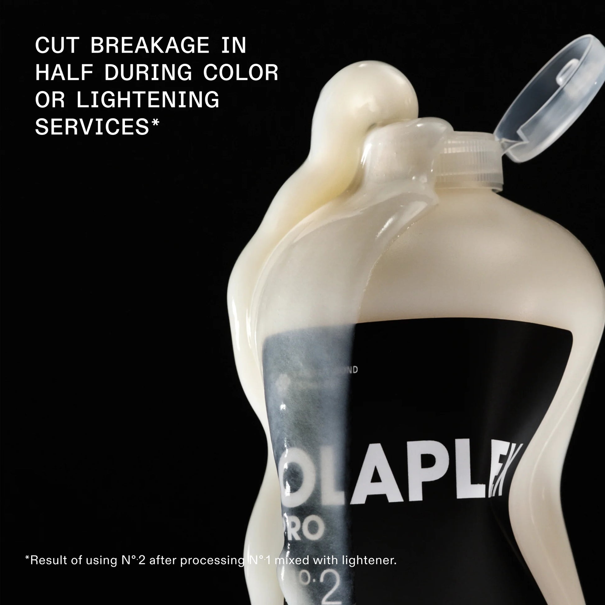 Bottle of Colaplex Pro hair product with text on a black background