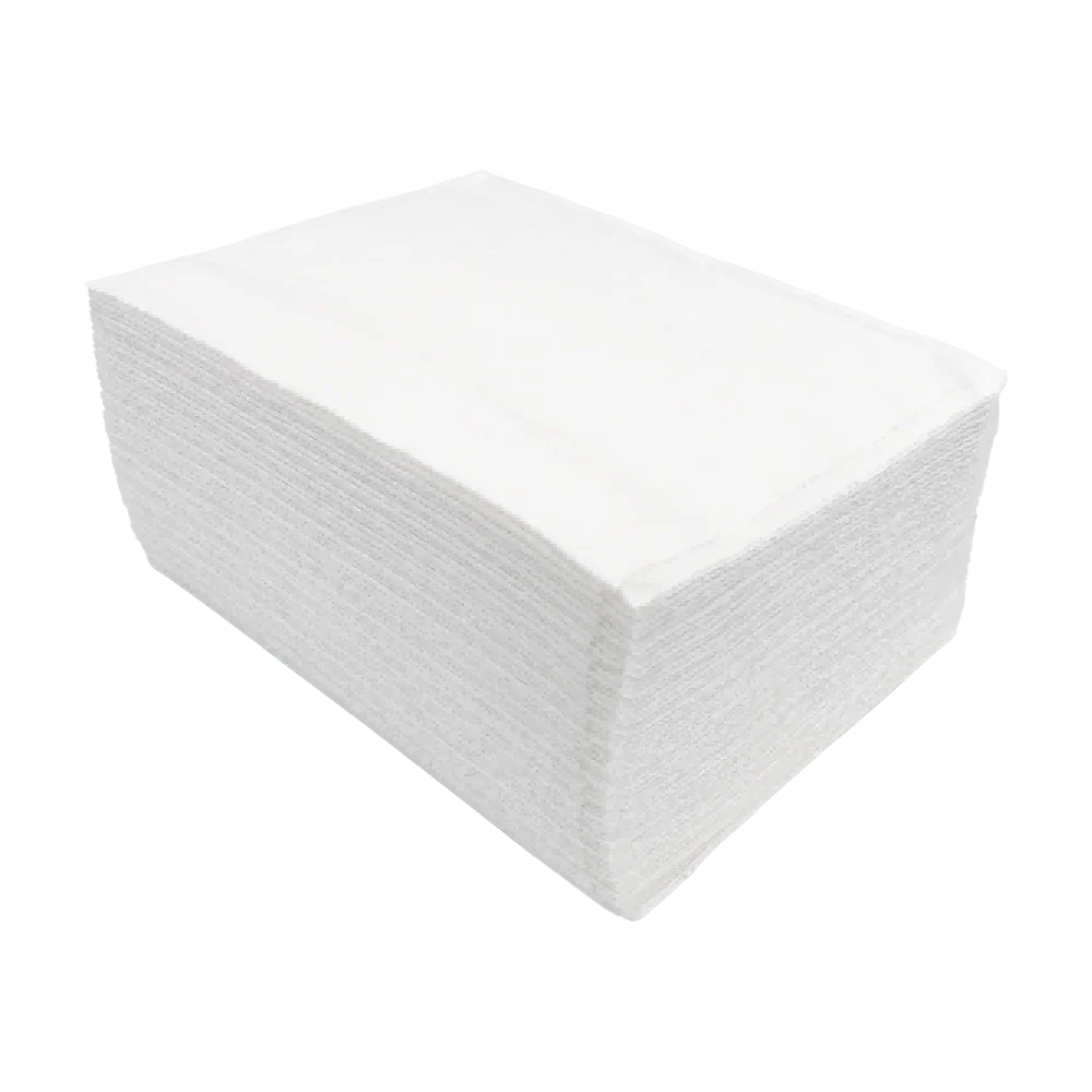 Stack of white napkins on a white background