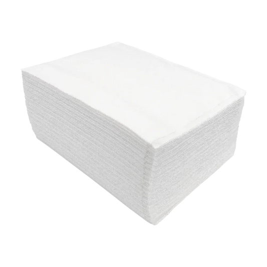 Stack of white napkins on a white background