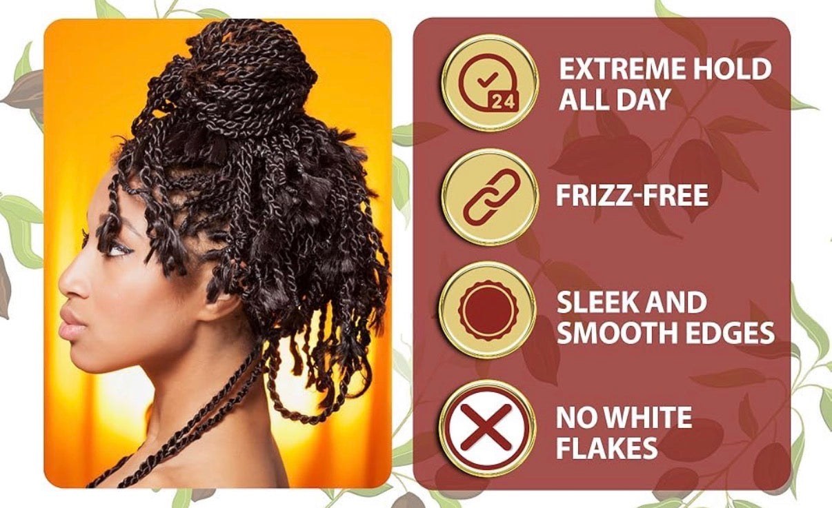 A promotional graphic for a hair extension or braiding hair product. On the left, a woman in profile shows the dark brown to black hair styled in tight braids against a yellow-orange background.