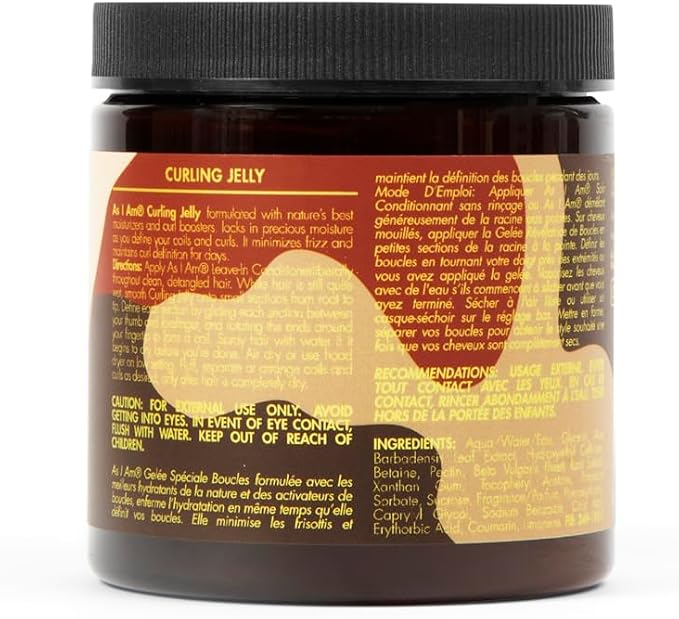 Jar of curling jelly with label on a white background