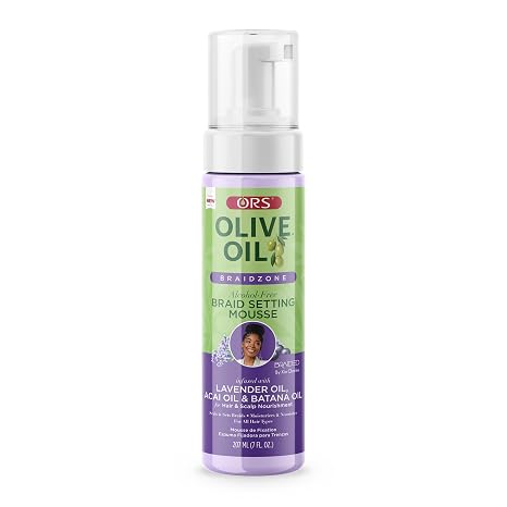ORS Olive Oil Braid Setting Mousse bottle on a white background