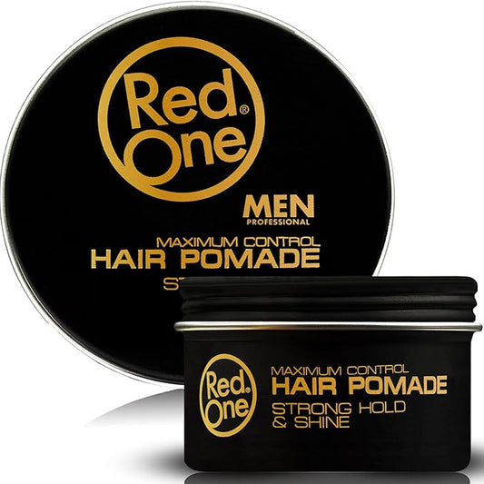 Red One Men Maximum Control Hair Pomade packaging on a white background