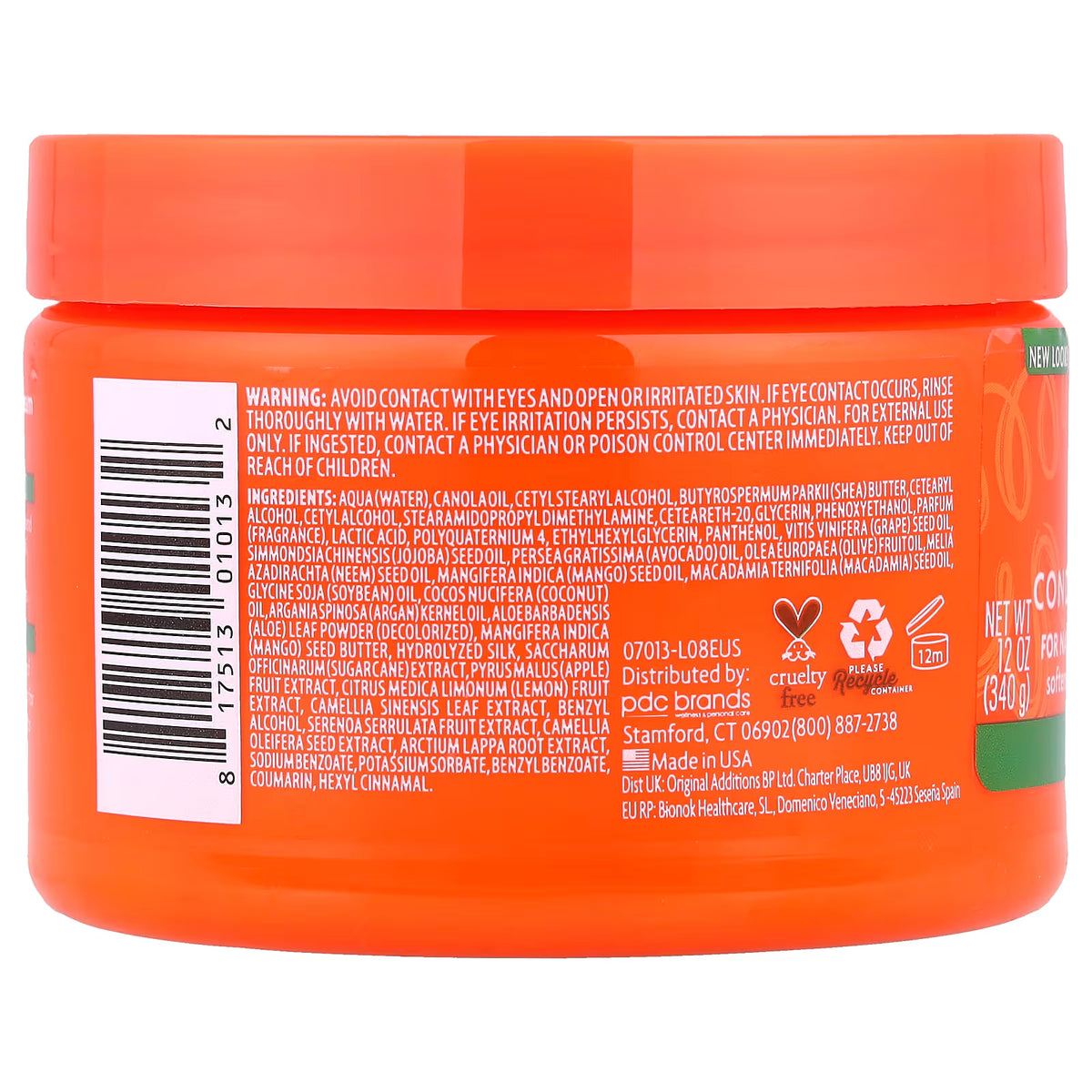 Orange jar with a label on a white background
