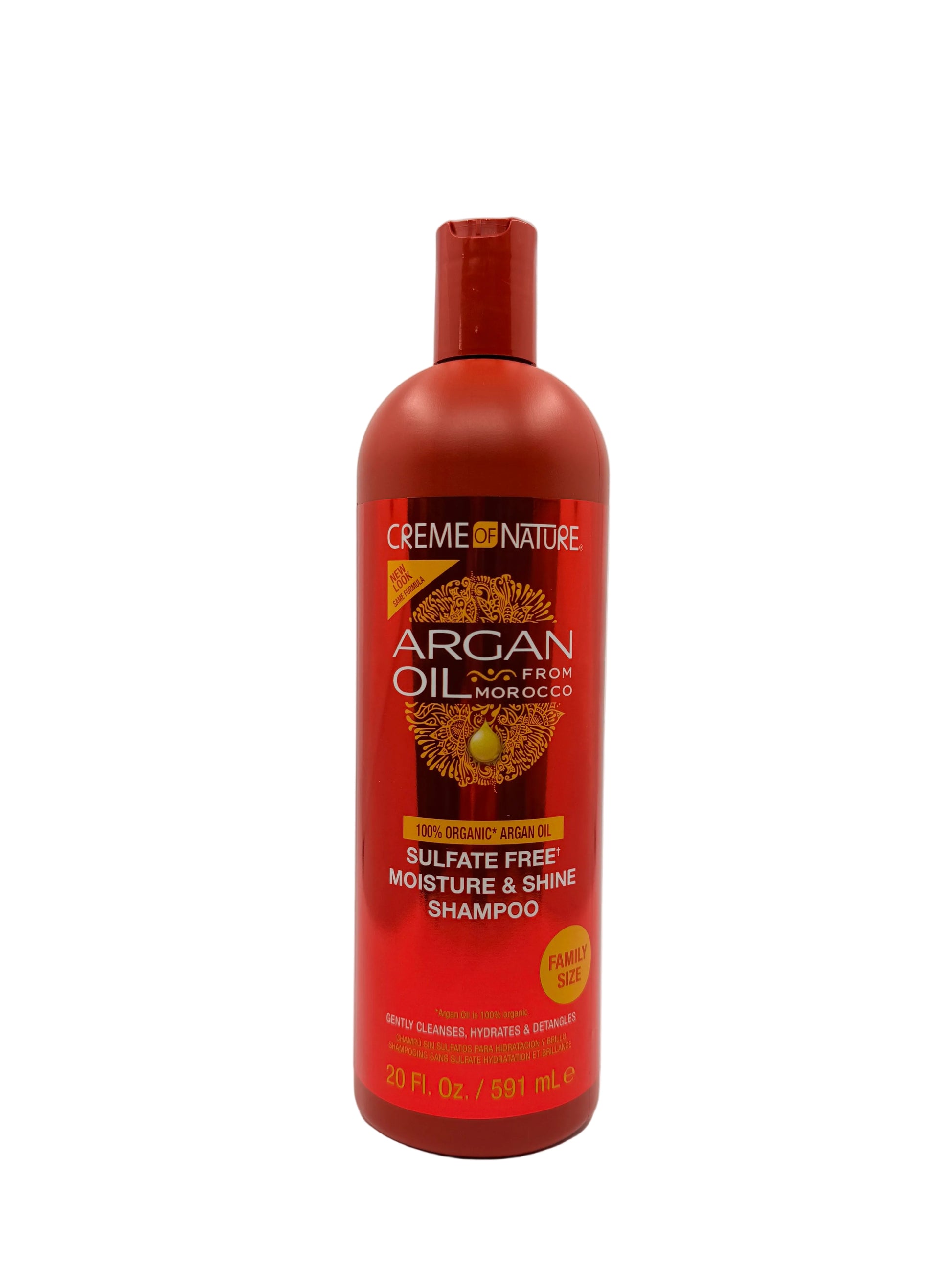 Shampoo bottle with Argan Oil label on a white background