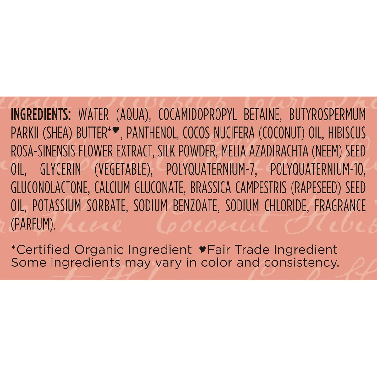 List of ingredients on a pink background with text overlay