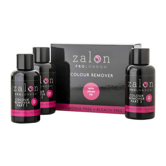 Zalon Pro London Colour Remover set with three bottles and a box on a white background