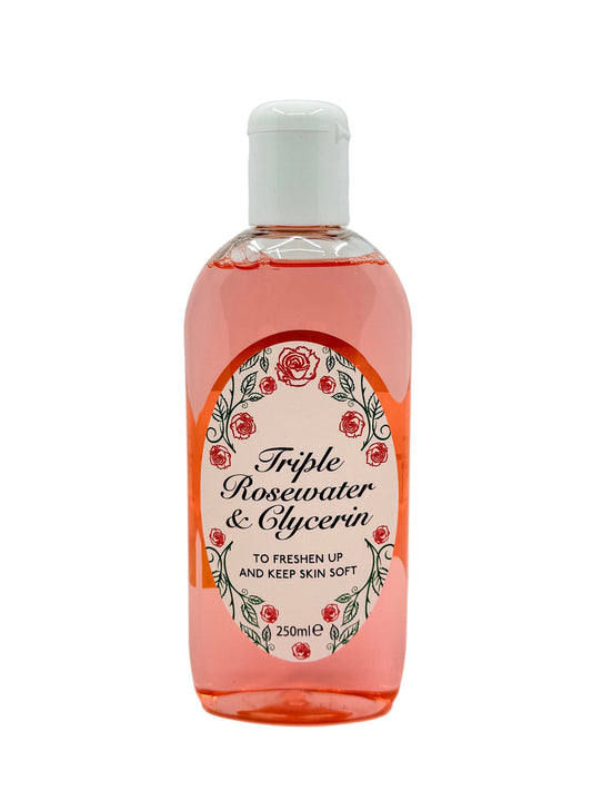 Bottle of Triple Rosewater & Glycerin on a white background