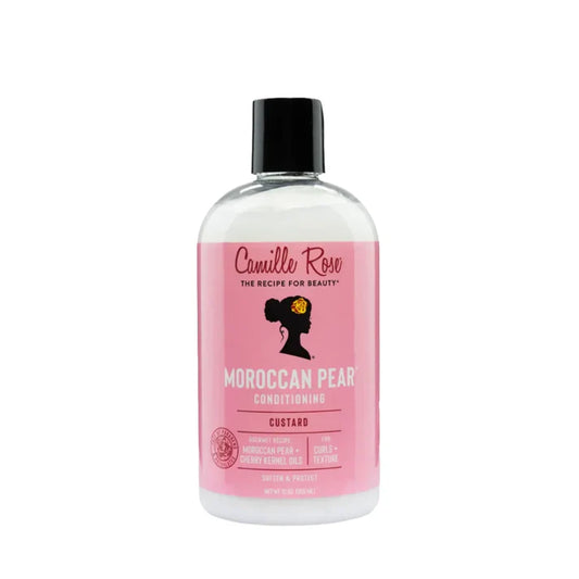 Bottle of Camille Rose Moroccan Pear Conditioning Custard on a white background