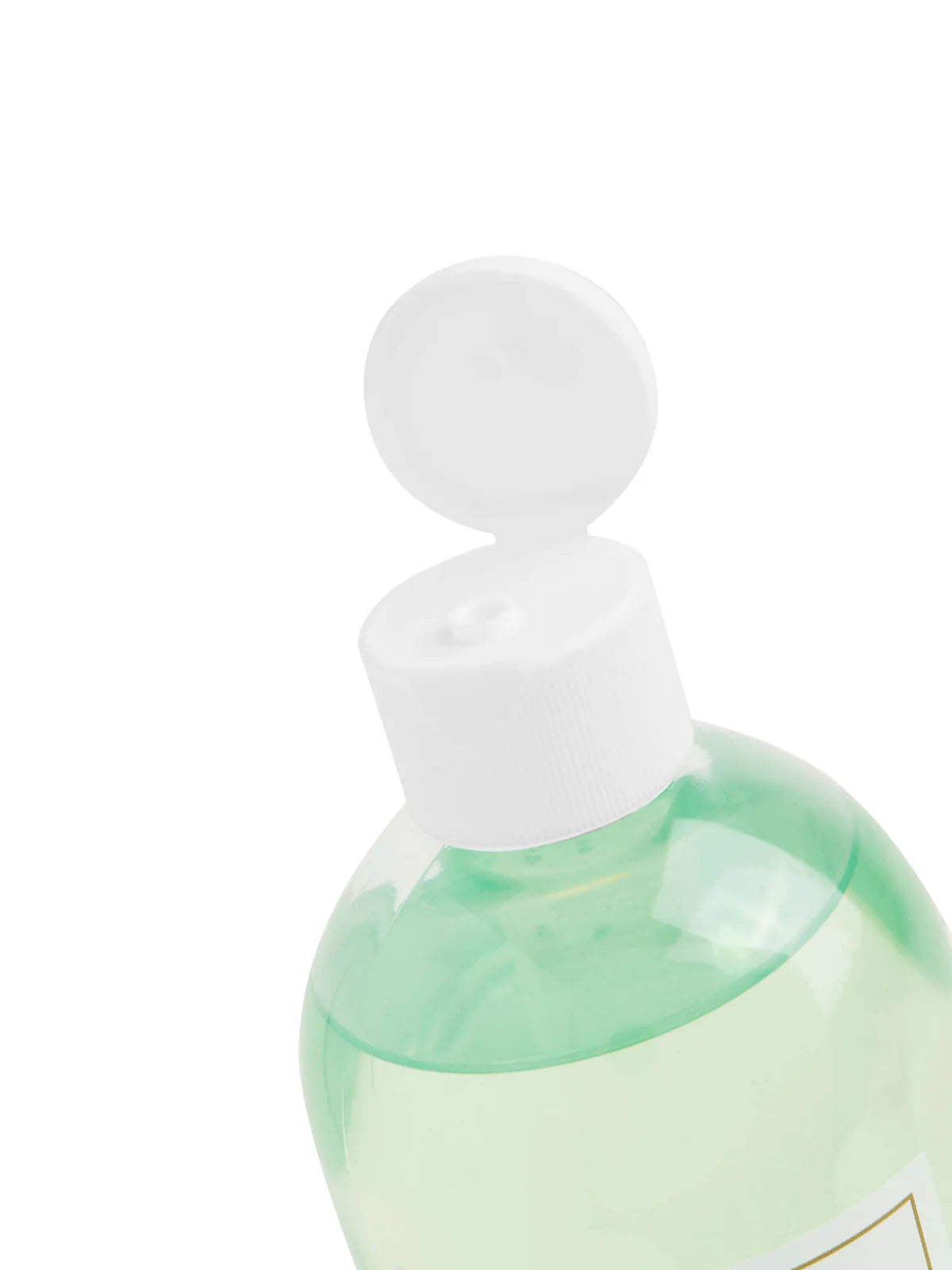 Green bottle with a white cap on a white background