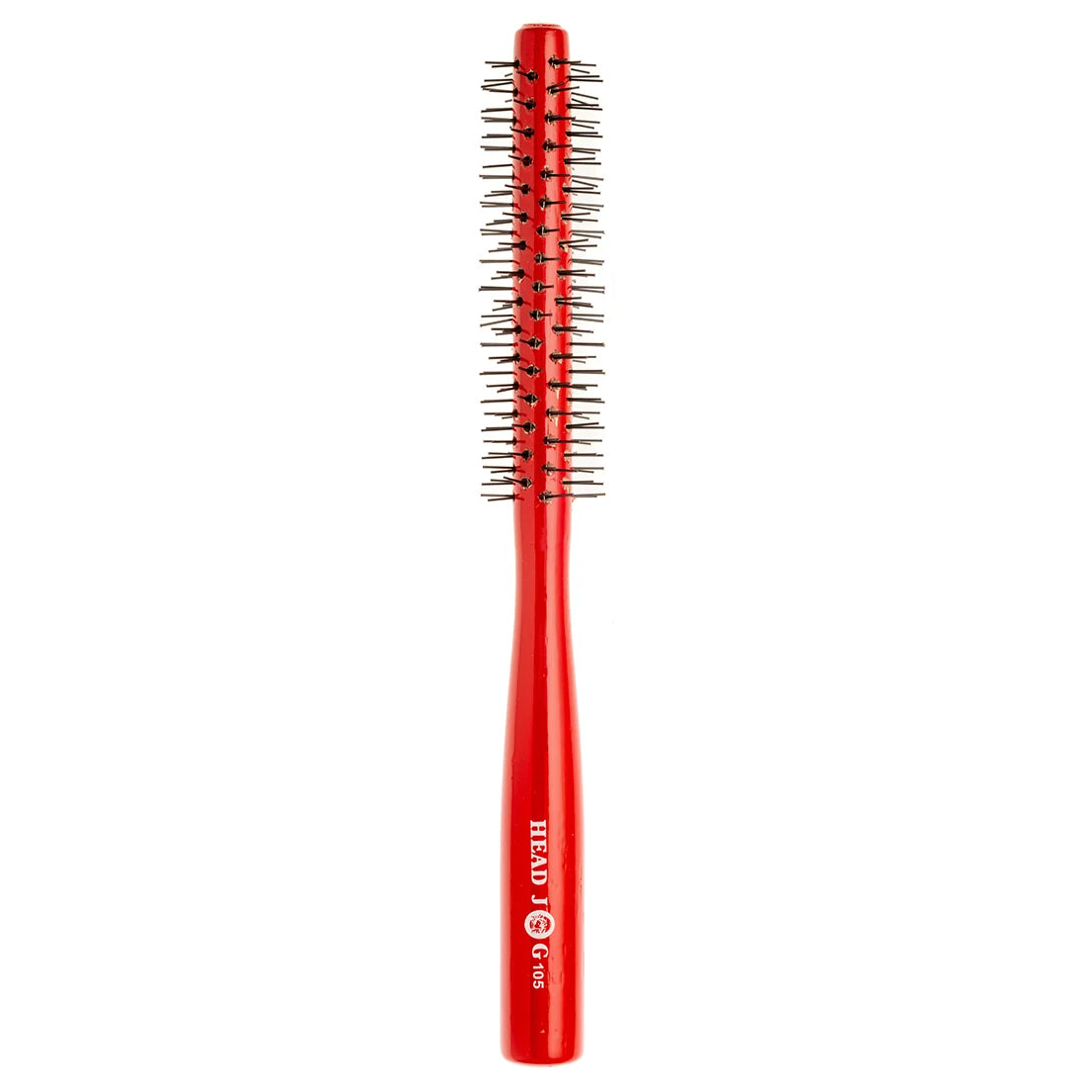 A red round hairbrush with black bristles and white printed text reading 'HEAD GROSS' on the handle, centered on a plain white background.