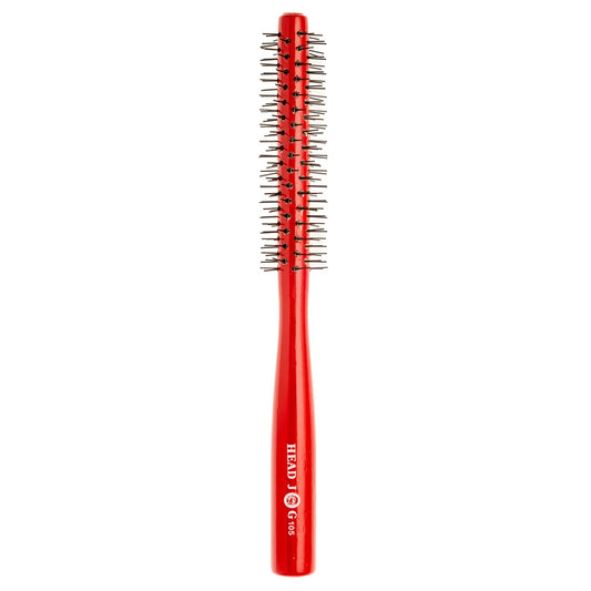 A red round hairbrush with black bristles and white printed text reading 'HEAD GROSS' on the handle, centered on a plain white background.