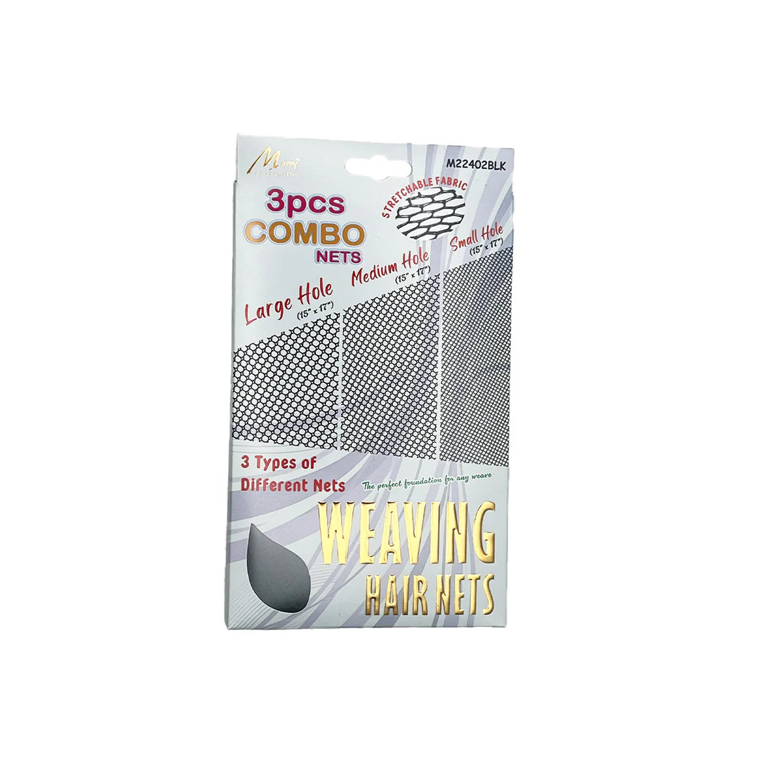 Packaging of weaving hair nets with text on a white background