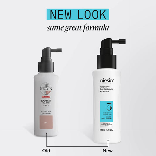 Comparison of old and new Nioxin hair care product bottles on a white background.