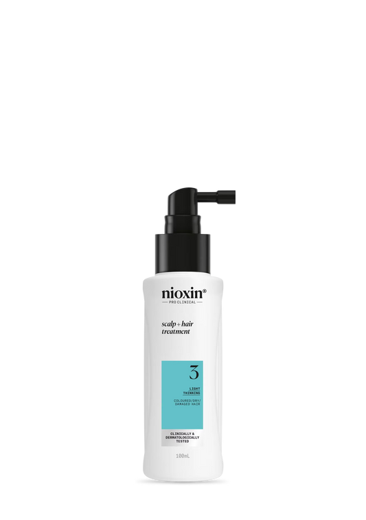 Nioxin scalp and hair treatment bottle on a white background