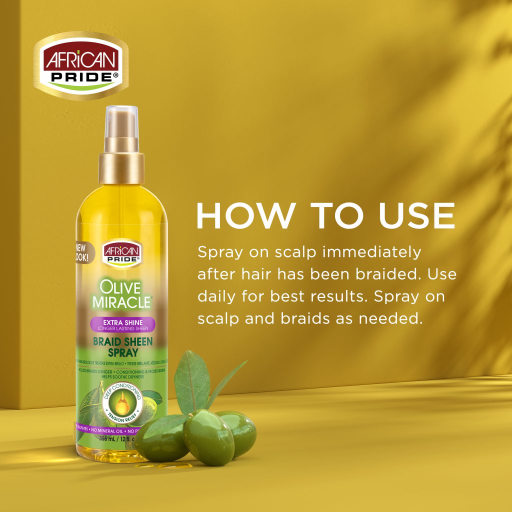 Charlie's Hair and Beauty African Pride Olive Miracle Braid Sheen Spray Extra instructions