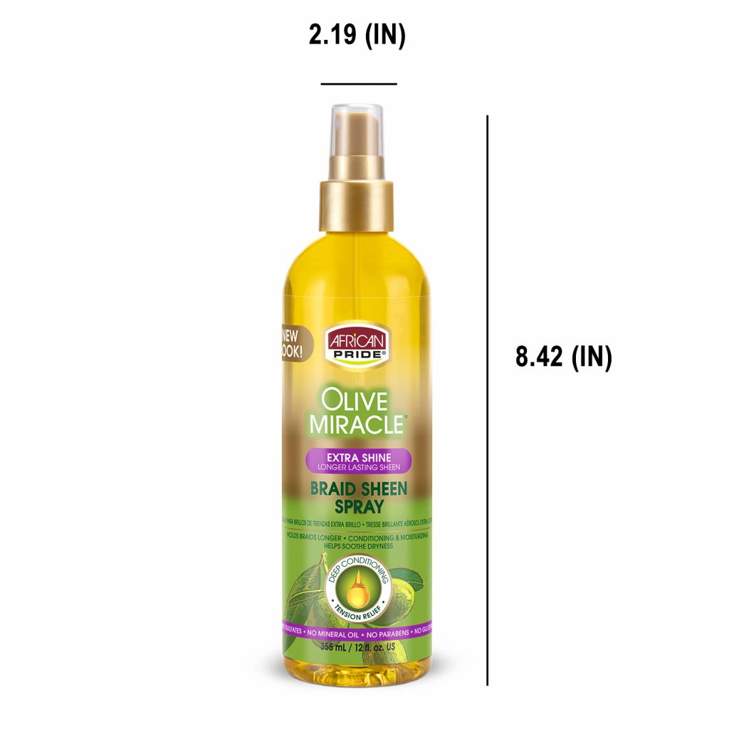 Charlie's Hair and Beauty African Pride Olive Miracle Braid Sheen Spray Extra dimensions