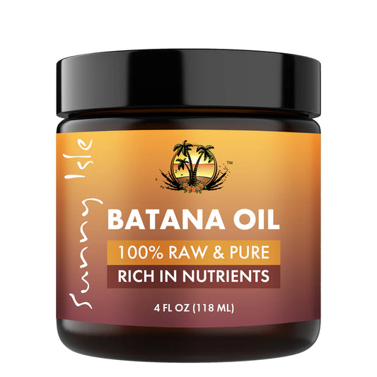 Jar of Batana Oil with a black lid on a white background