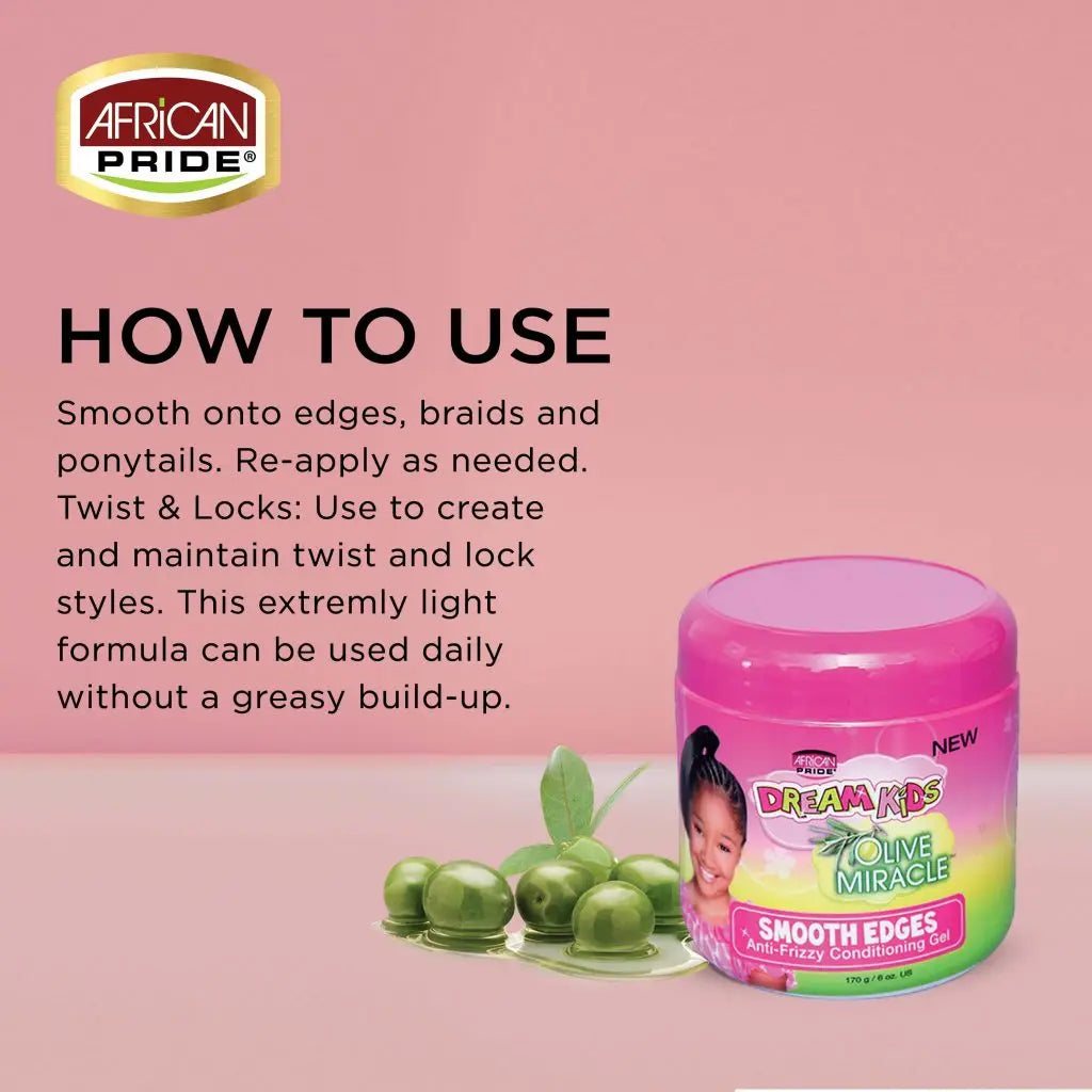 African Pride Dream Kids - Olive Miracle Smooth Edges Anti-Frizzy Conditioning Gel