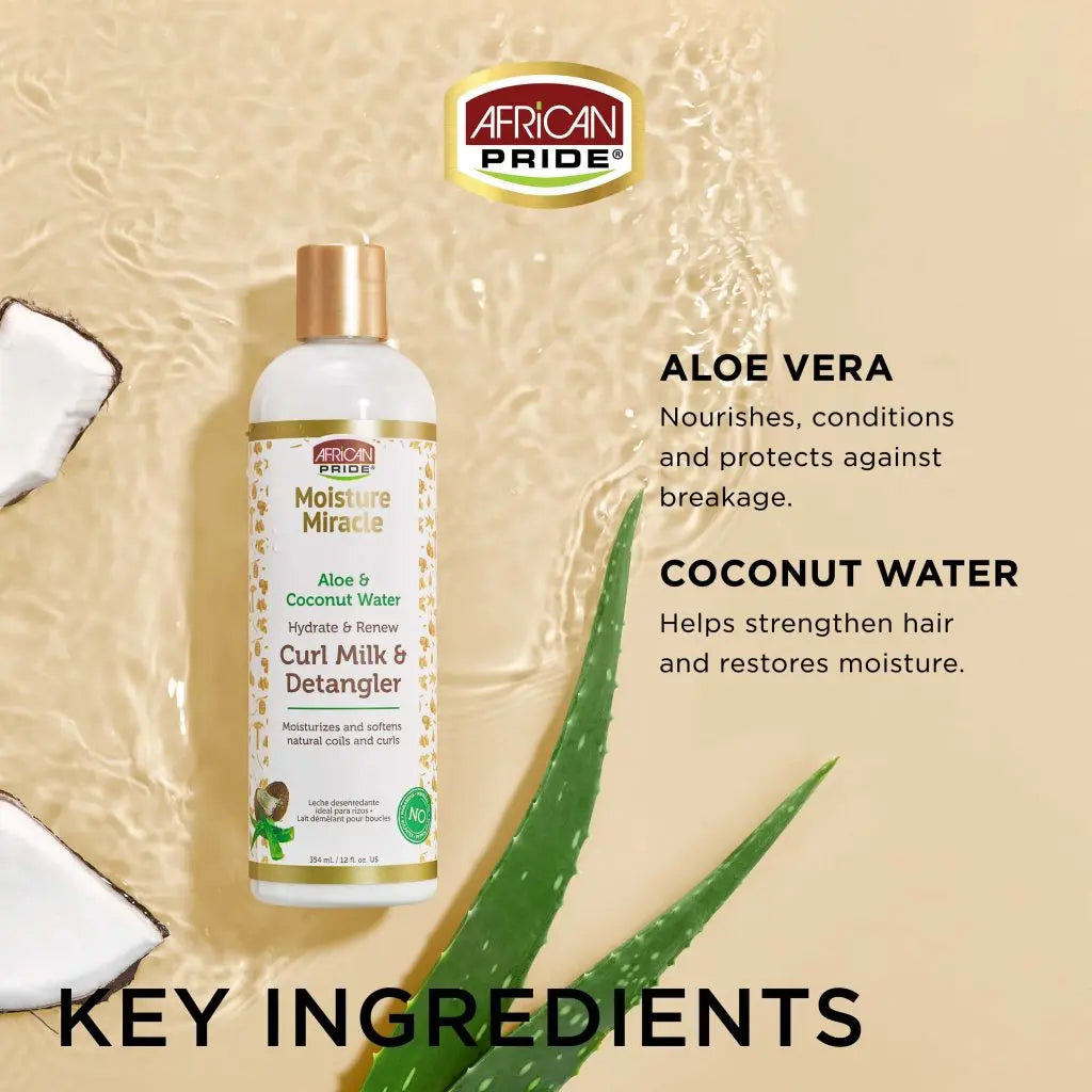 African Pride - Moisture Miracle Aloe & Coconut Water Curl Milk Detangler