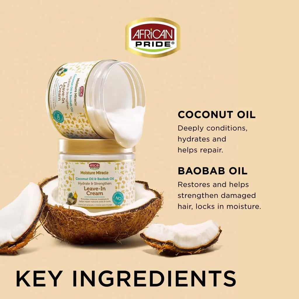 African Pride - Moisture Miracle Coconut Oil & Baobab Leave-In Cream