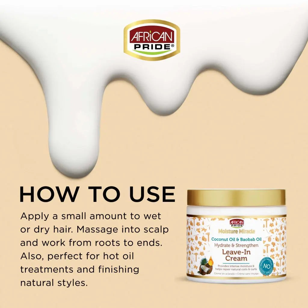 African Pride - Moisture Miracle Coconut Oil & Baobab Leave-In Cream