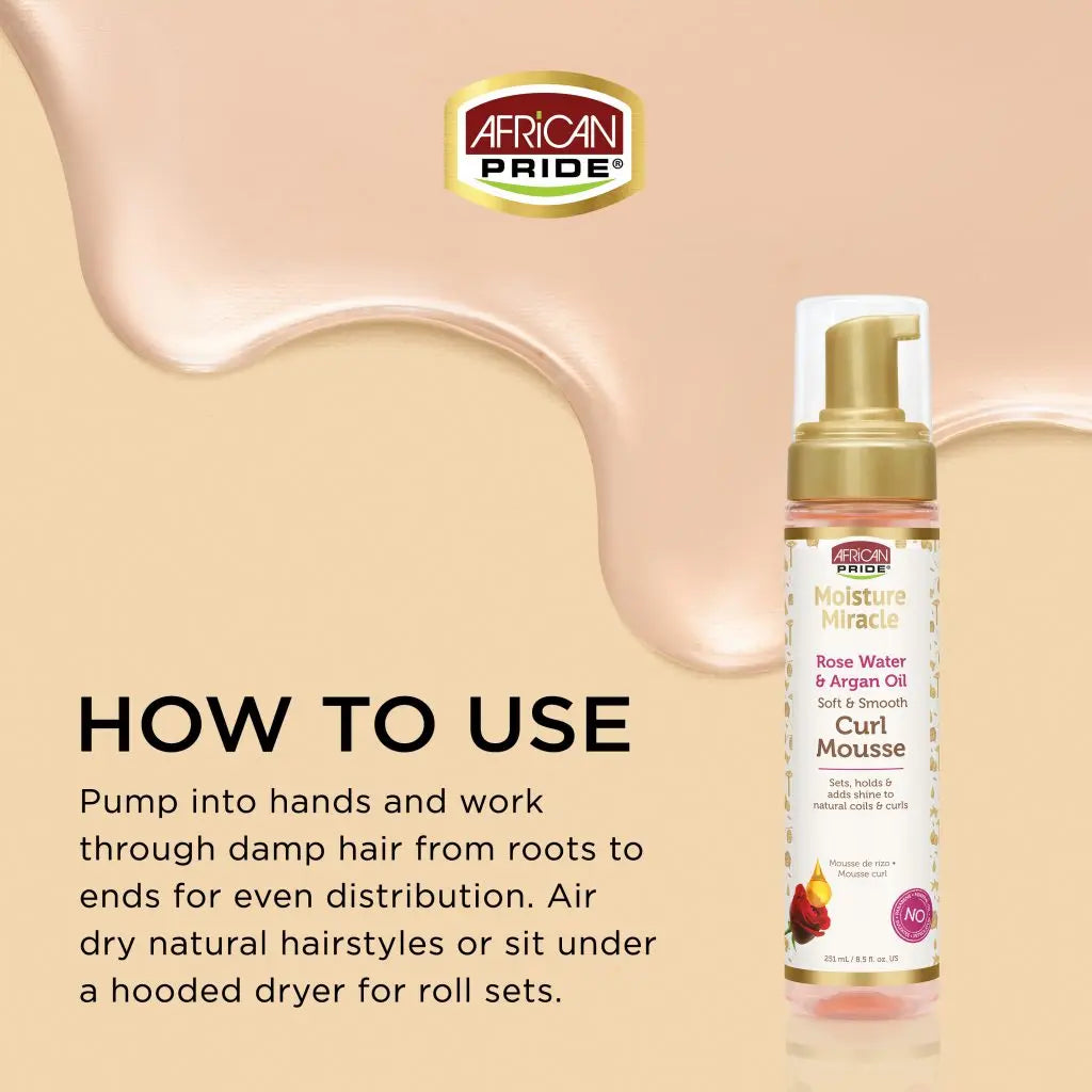 African Pride - Moisture Miracle Rose Water & Argan Oil Curl Mousse
