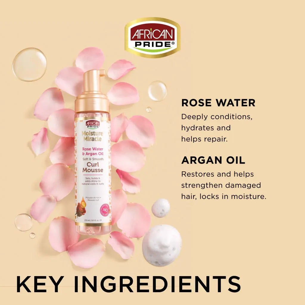 African Pride - Moisture Miracle Rose Water & Argan Oil Curl Mousse