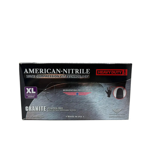 American Nitrile - Disposable Black Powder Free Gloves X-Large Box Of 100