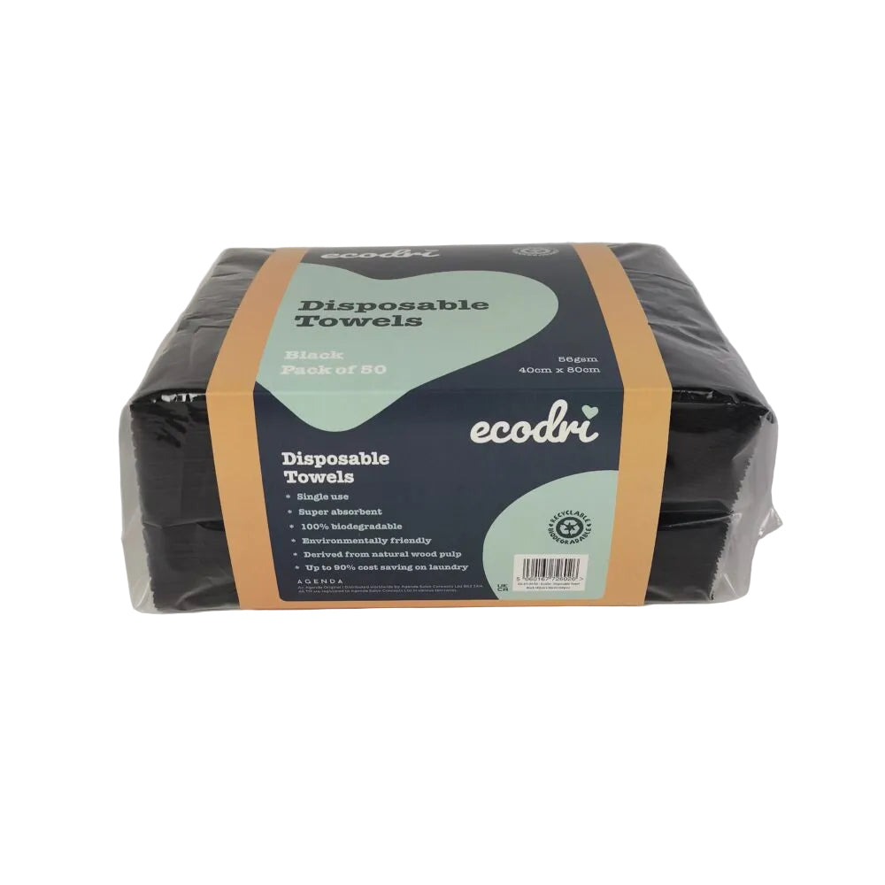 Pack of disposable towels with 'ecodri' branding on a light gray background