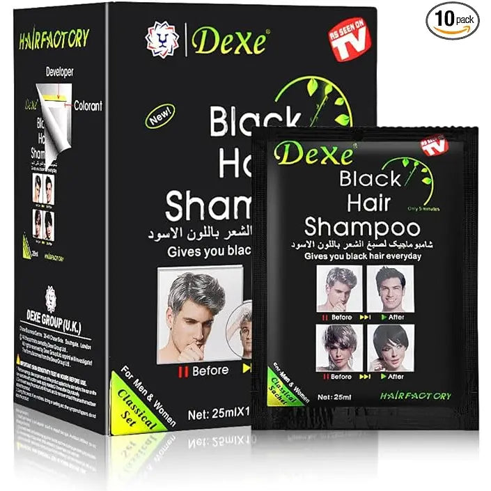 Dexe - Black Hair Colour Shampoo 25ml Sachets X 10