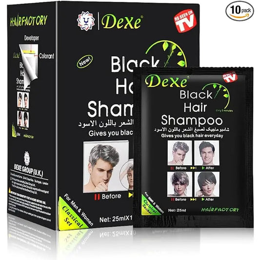 Dexe - Black Hair Colour Shampoo 25ml Sachets X 10