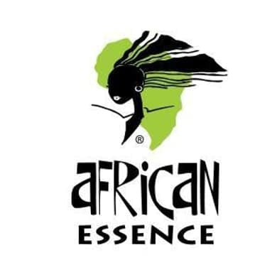 Logo of African Essence with a green map of Africa and a black silhouette of a woman.