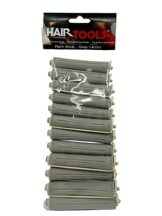 Pack of gray hair rollers with 'Hair Tools' branding on a light gray background