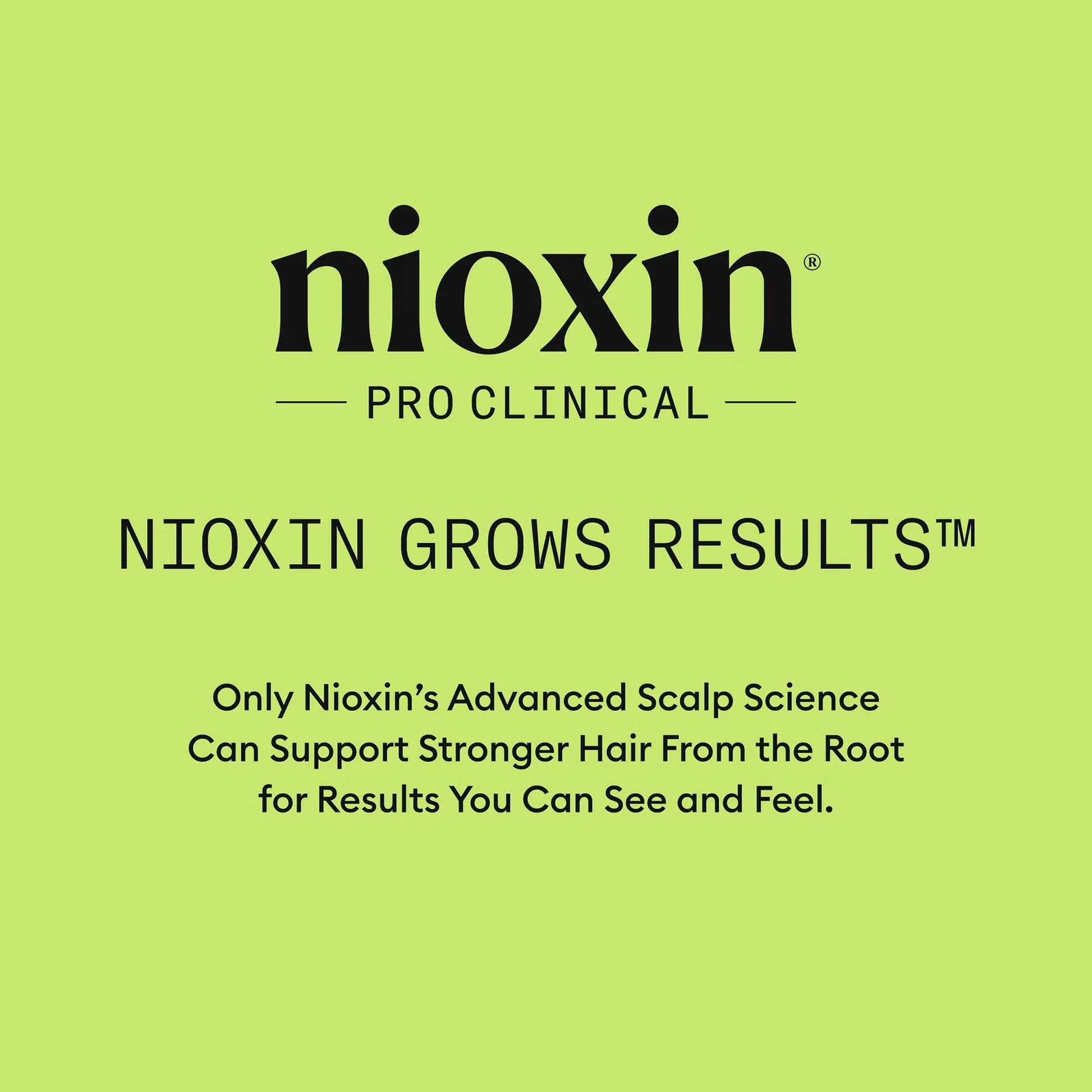 Nioxin Pro Clinical advertisement on a green background
