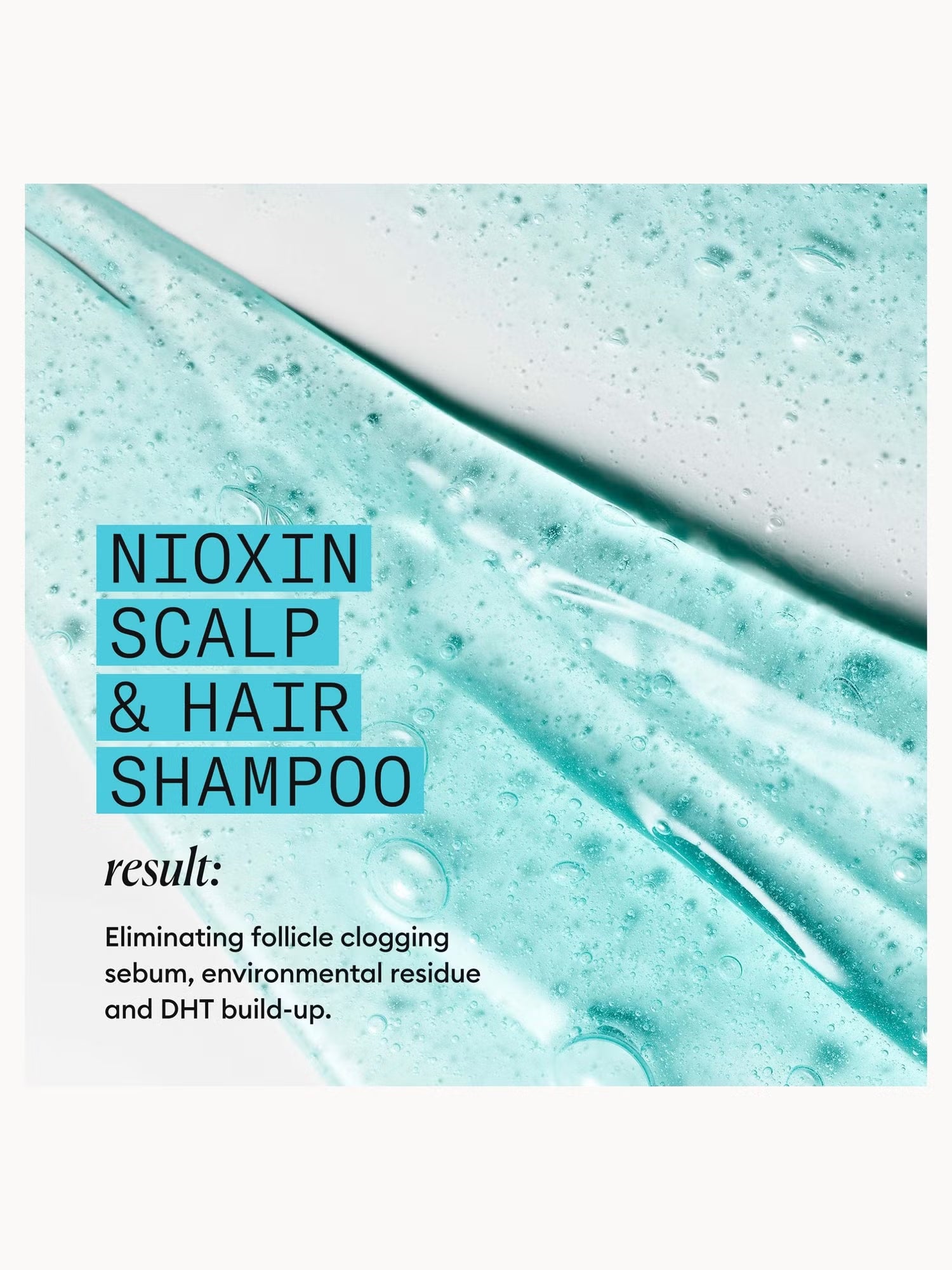 Nioxin scalp and hair shampoo with text on a white background