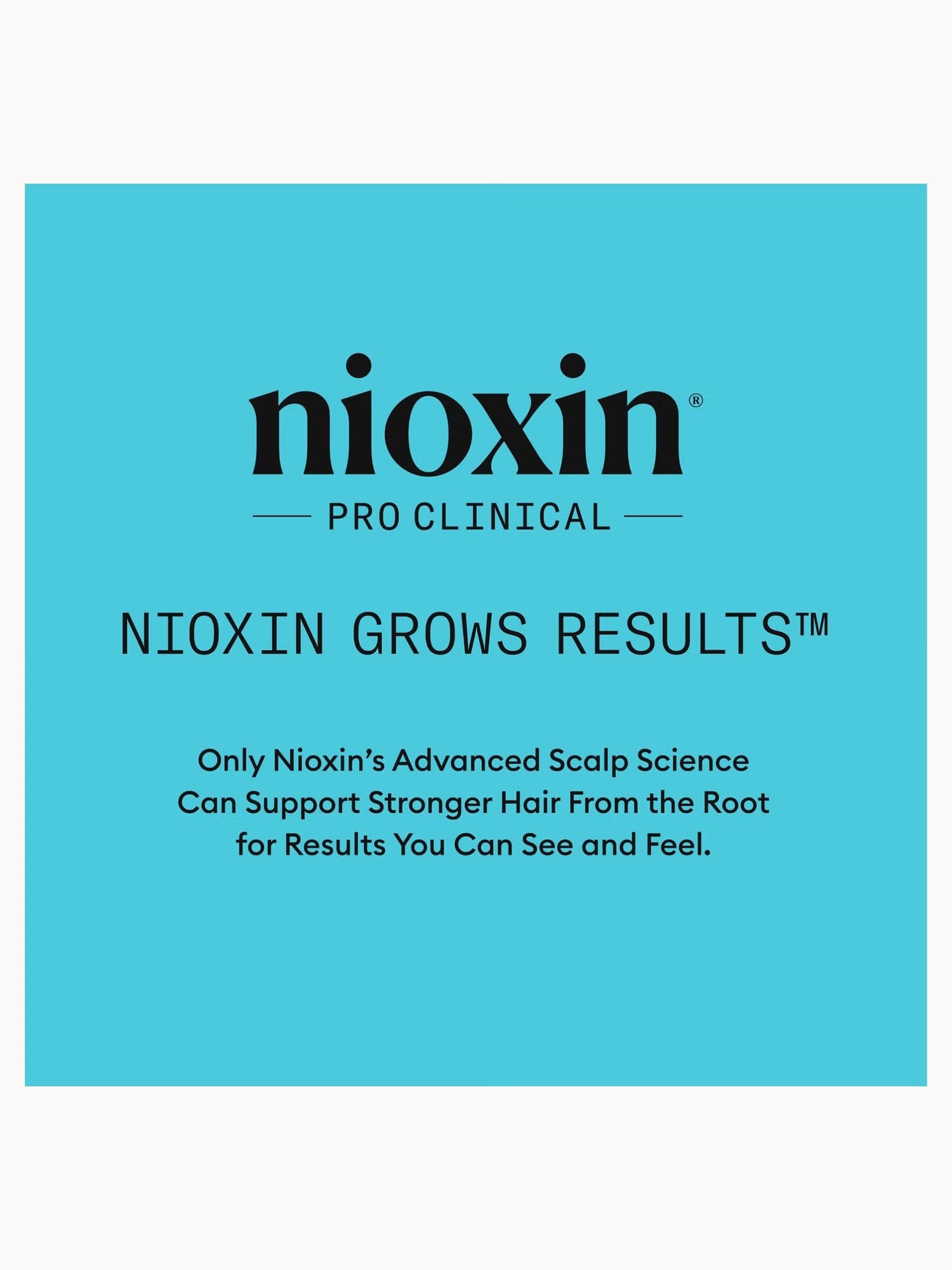 Nioxin logo and text on a blue background