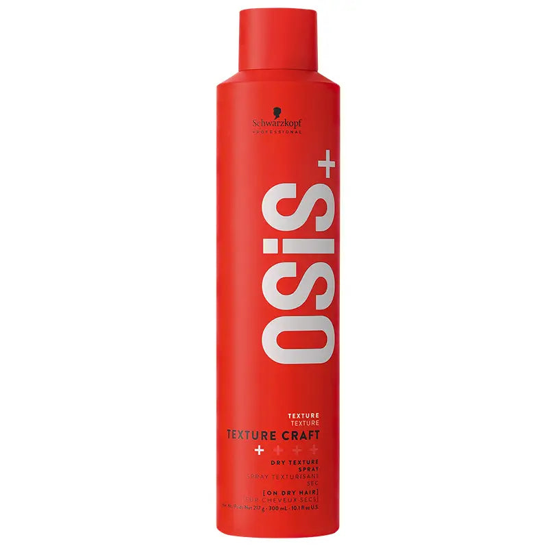 Red bottle of Schwarzkopf Osis+ hair product on a white background