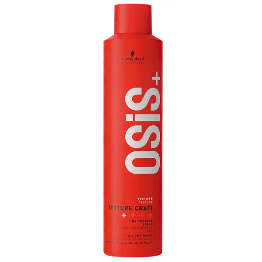 Red bottle of Schwarzkopf Osis+ hair product on a white background