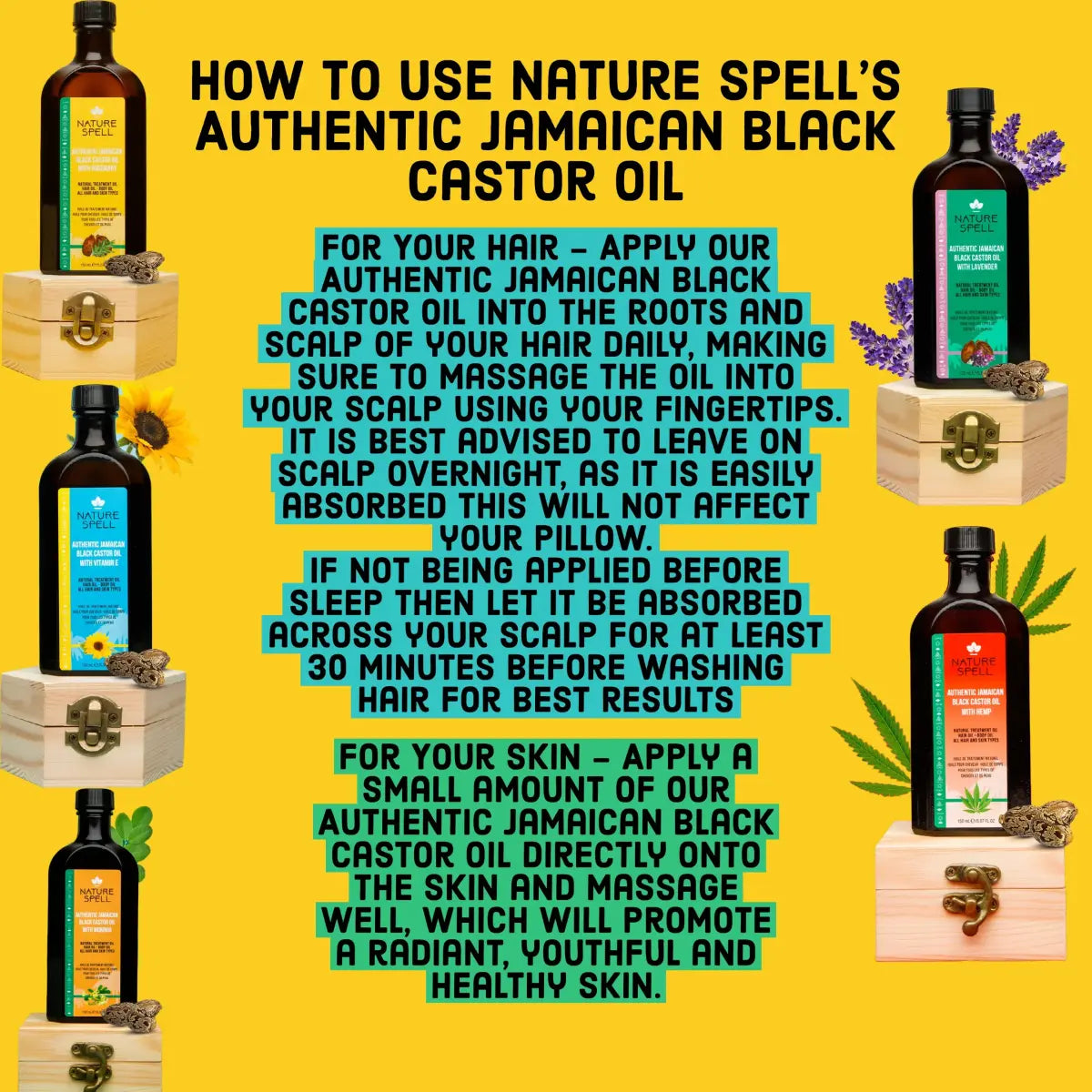 Nature Spell - Rosemary With Jamaican Black Castor Oil For Hair & Skin