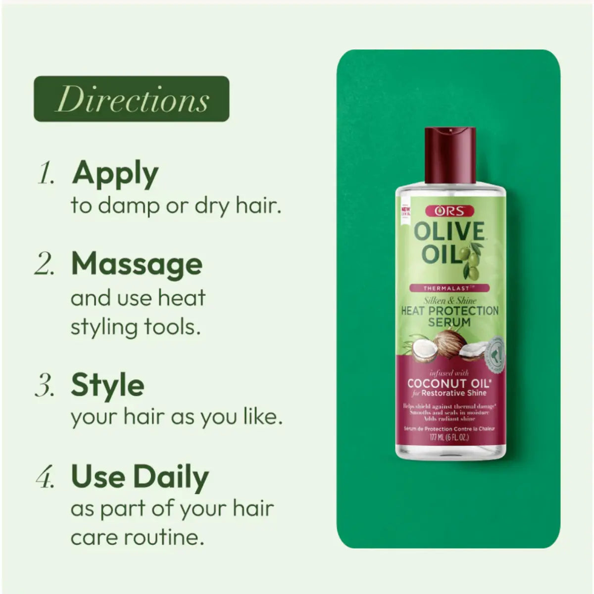 ORS - Olive Oil Heat Protection Hair Serum Infused With Coconut For Restorative Shine
