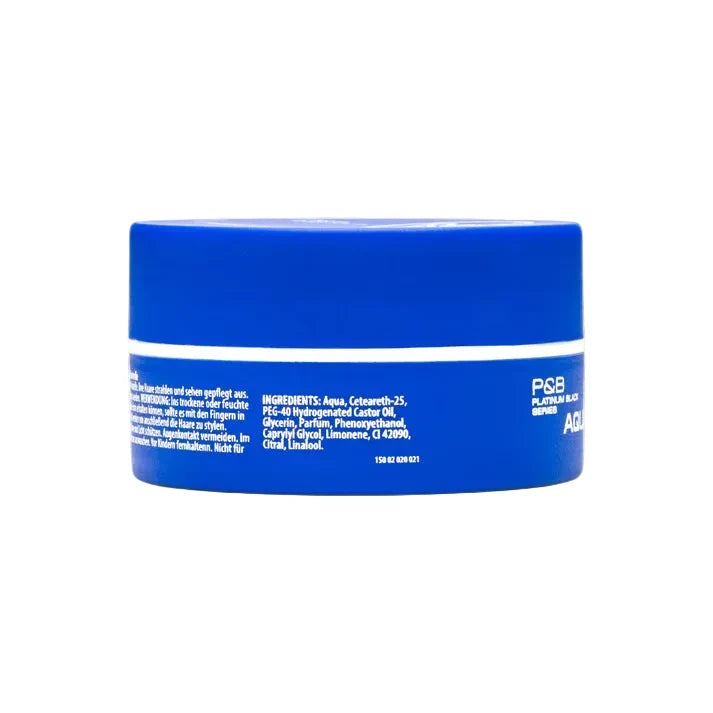 A blue cylindrical cosmetic jar with a white label band, photographed against a clean white background. The brand name 'PCB' is visible on the right side of the label.