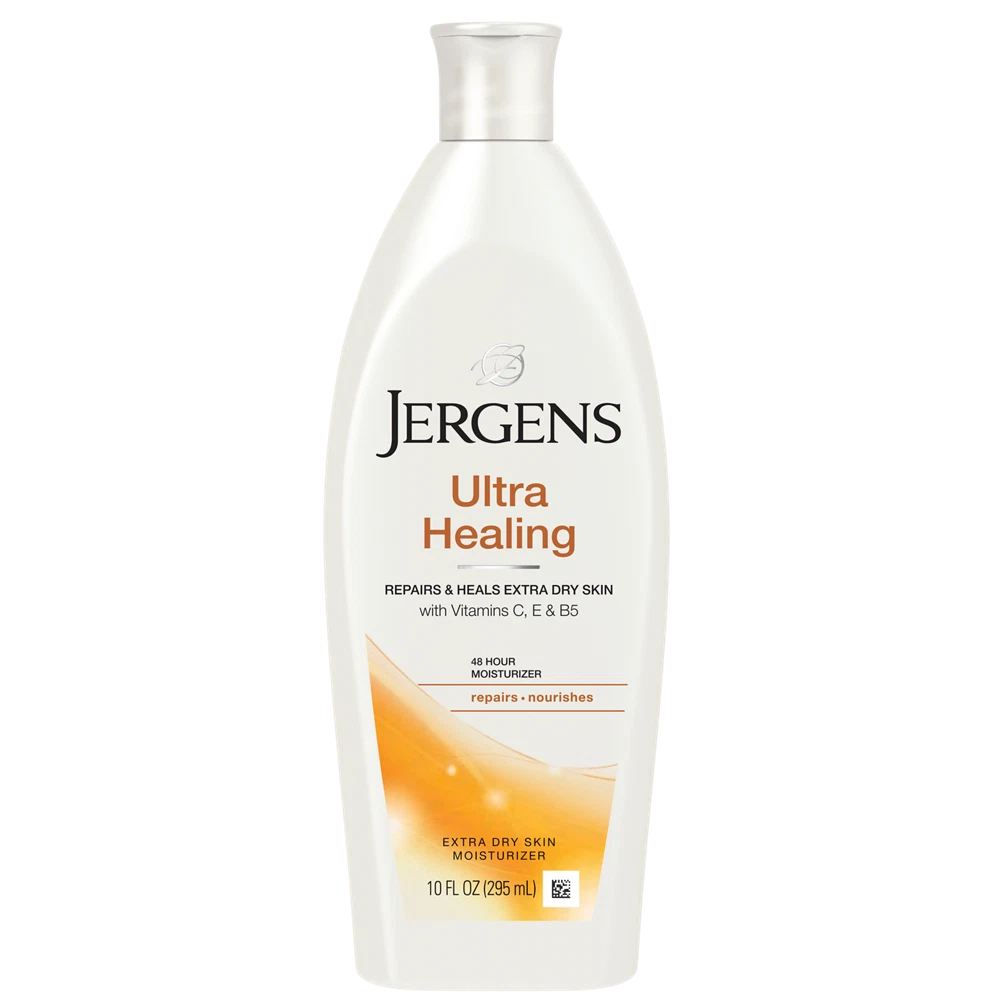 Jergens Ultra Healing lotion bottle on a white background