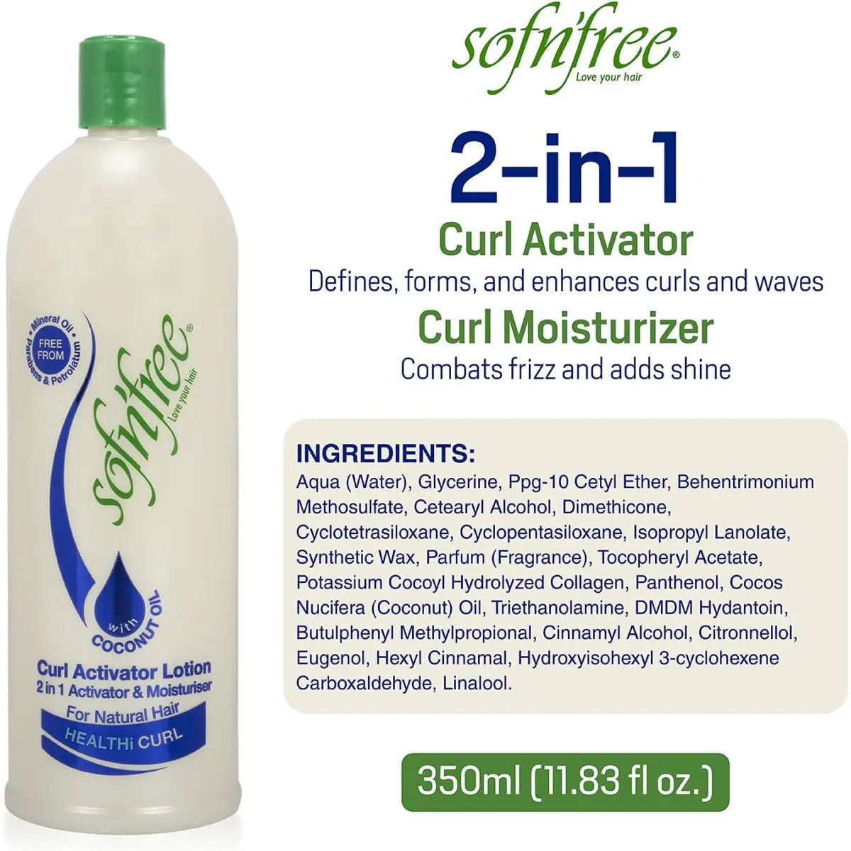 Sofn Free - Curl Activator Lotion 2 In 1 And Moisturizer With Vitamin-E